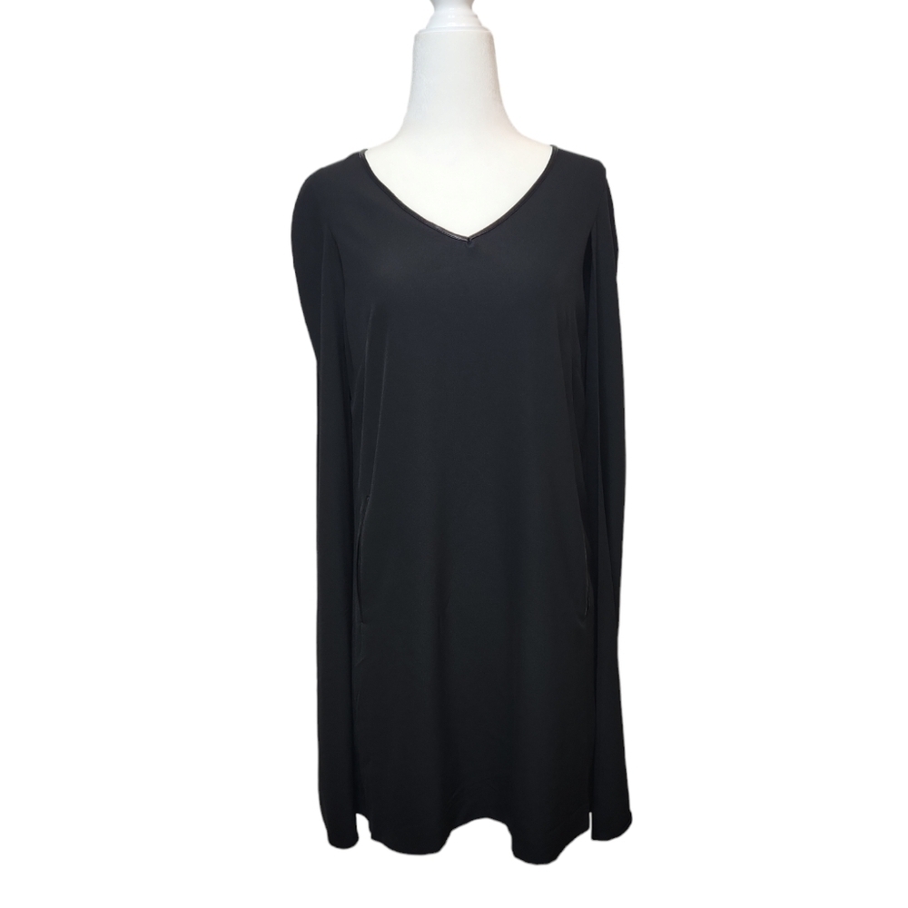 NWOT Mark Women's Black Sleeveless Sheath Goth Boho Attached Cape Dress Size S/P